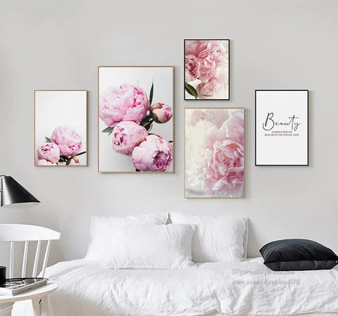 Elegant Peony Flower Wall Art Canvas