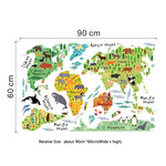 Colorful Animal World Map Wall Decal