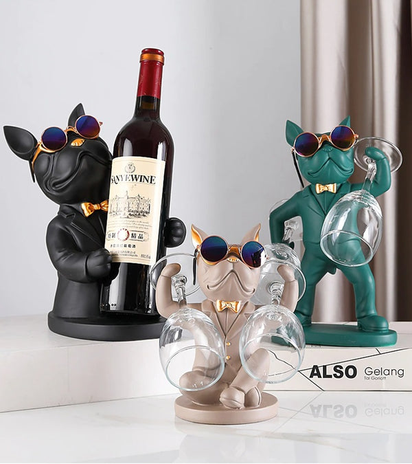 Bulldog Wine and Glass Holder