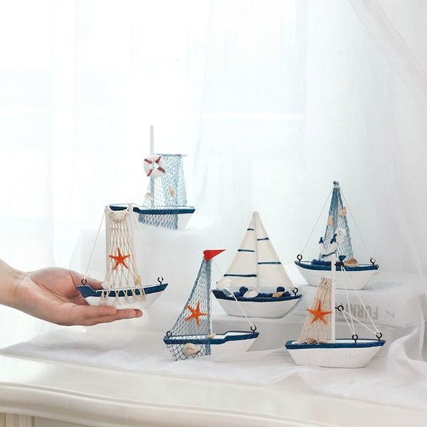 Wooden Hand Painted Sailboat Ornament