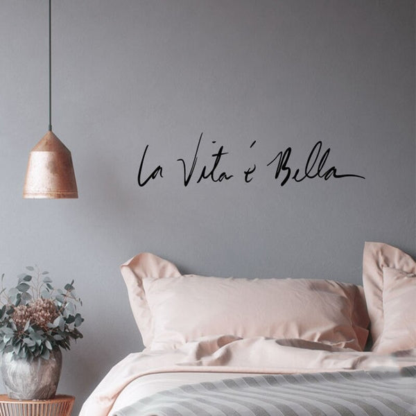Life is So Beautiful Italian Lettering Words Wall Decal