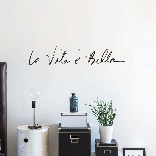 Life is So Beautiful Italian Lettering Words Wall Decal