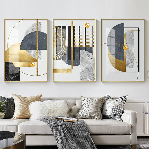 Modern Golden Geometric Wall Canvas