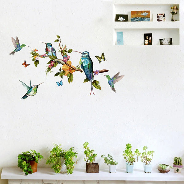 Colorful Hummingbirds Wall Decal