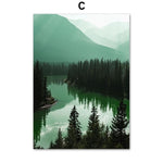 Mountain Lake Forest Wall Art Canvas