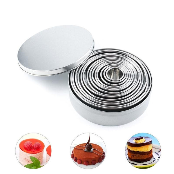 14Pcs Round Cookie Biscuit Cutter Set Stainless Steel