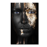 African Art Black and Gold Woman Oil Painting