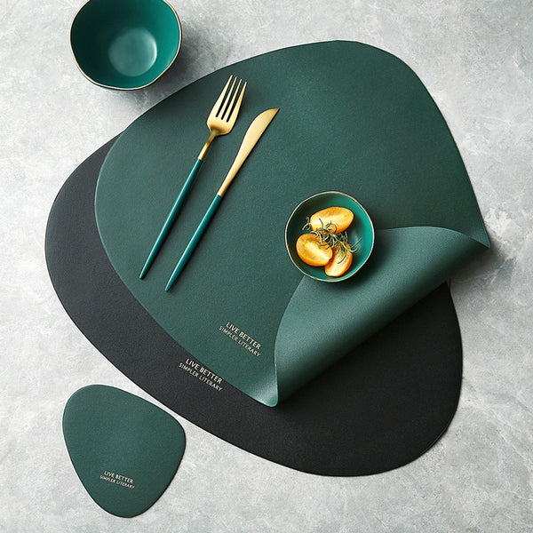 Modern Leather Tableware Set Mat and Coaster