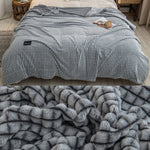 Soft Flannel Plaid Bedspread Blanket