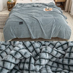 Soft Flannel Plaid Bedspread Blanket