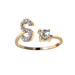 Alphabet Initial Letters Gold Ring