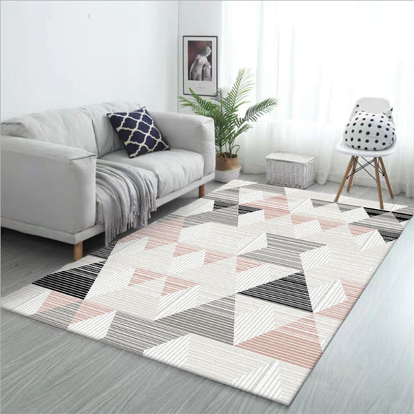 Modern Minimalist Pink Grey Carpet