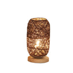 Wood Rattan Twine Ball Table Lamp