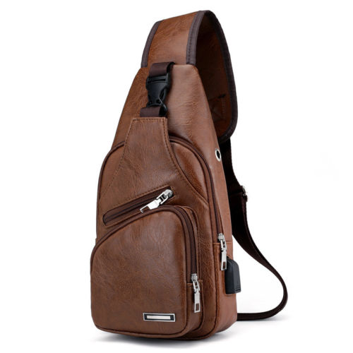 Fashionable Men's Leather Sling Crossbody Bag