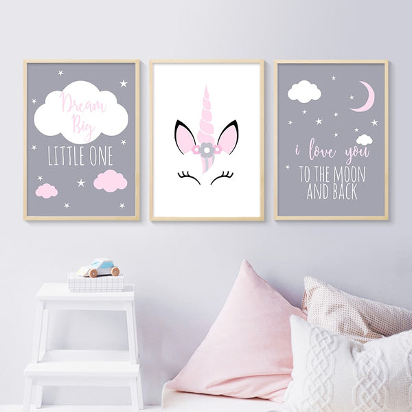 Baby Girl Nursery Quotes Wall Art Canvas