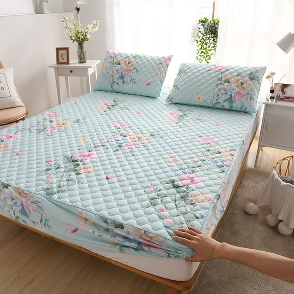 Cotton Printed Quilted Mattress Cover