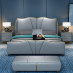 Light Blue Luxury Leather Bed
