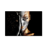 African Art Black and Gold Woman Oil Painting