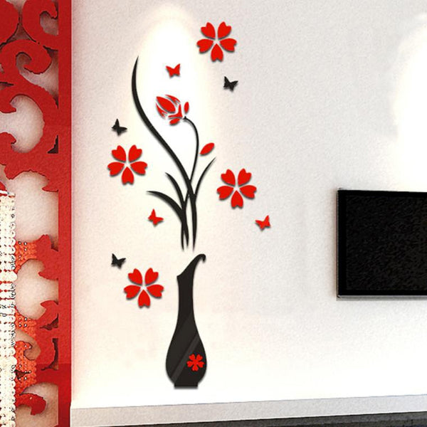 Flowers Tree Crystal Acrylic 3D Wall Stickers Decal Home Décor Living Room & Office