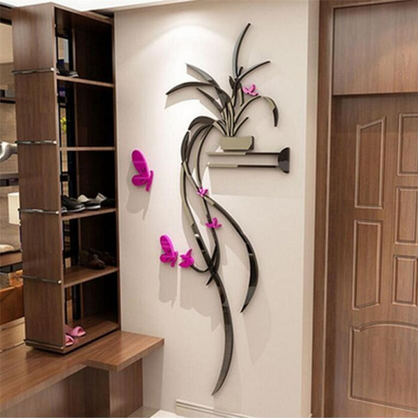 3D Orchid Acrylic Mirror Wall Decal