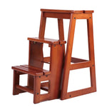 Dual-Purpose Wooden Ladder Stool