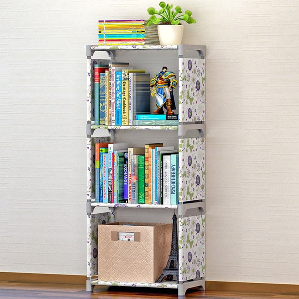 4 Tiers Portable Book Shelf Nonwoven Bookcase