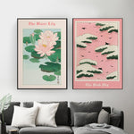 Pink Sky Water Lily Japanese Wall Art