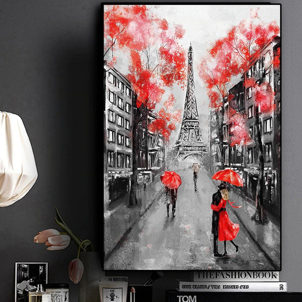 Lovely Couple In Paris Canvas Paintings