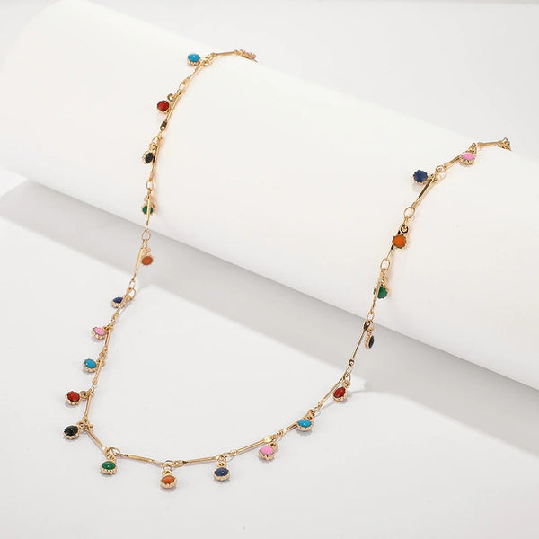 Handmade Colorful Stone Chain Necklace