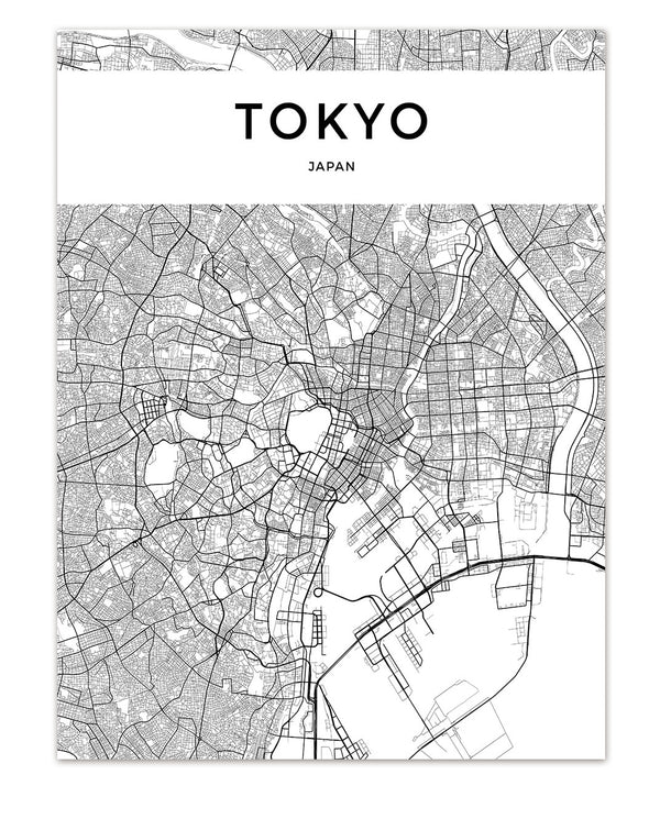 Modern Black And White Tokyo and Sapporo Wall Art Canvas