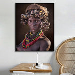 Ethnic African Woman Wall Art Canvas